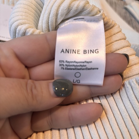 Anine‎ Bing Scarlet Scoop Neck Ribbed Knit Sweater Ivory NWT Size Large - Picture 6 of 6